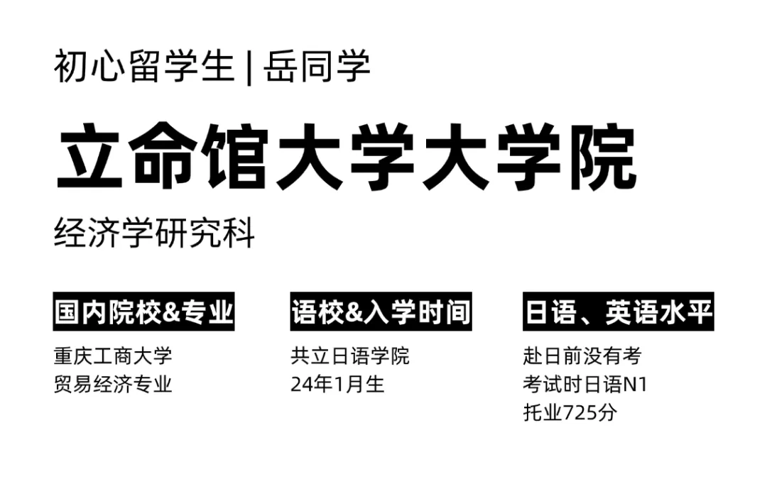 合格经验分享 | 合格立命馆大学大学院经济学研究科